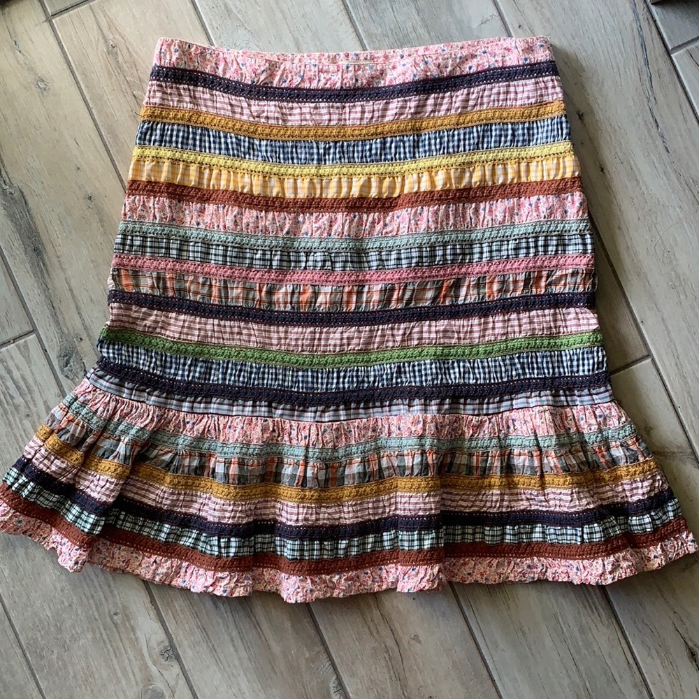 Anthro Odille Patchwork striped Boho Skirt
